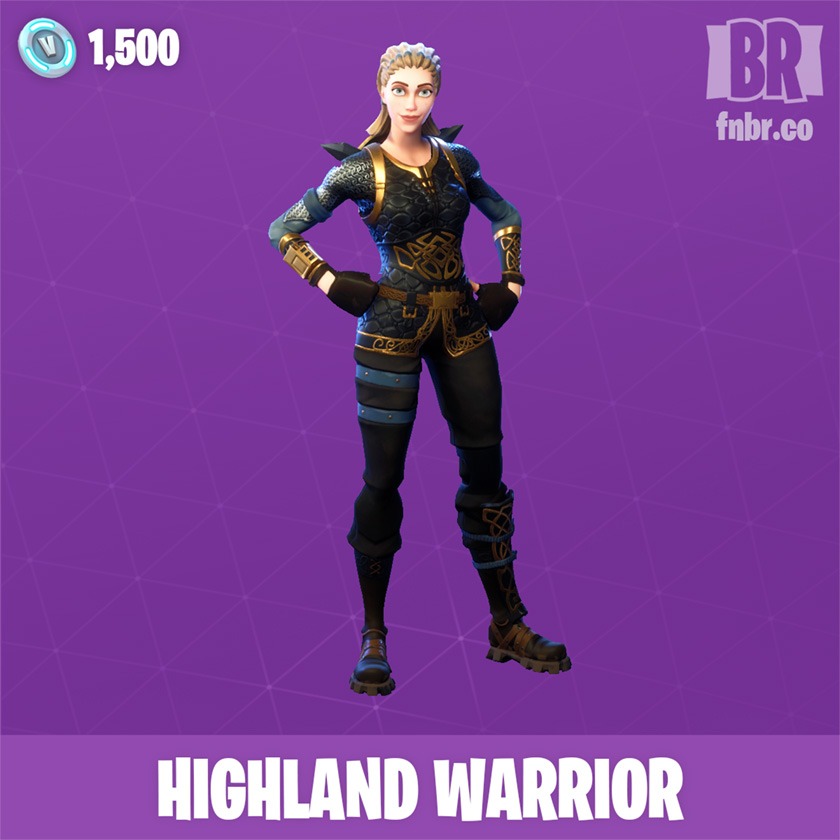 la skin guerrera de las tierras altas o highland warrior es de tipo epica y para avatares femeninos es atractiva de ver combina piezas clasicas de la era - skin guerrera fortnite